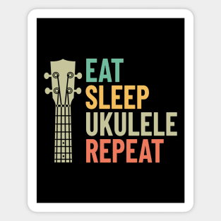 Eat Sleep Ukulele Repeat Ukulele Headstock Retro Theme Magnet